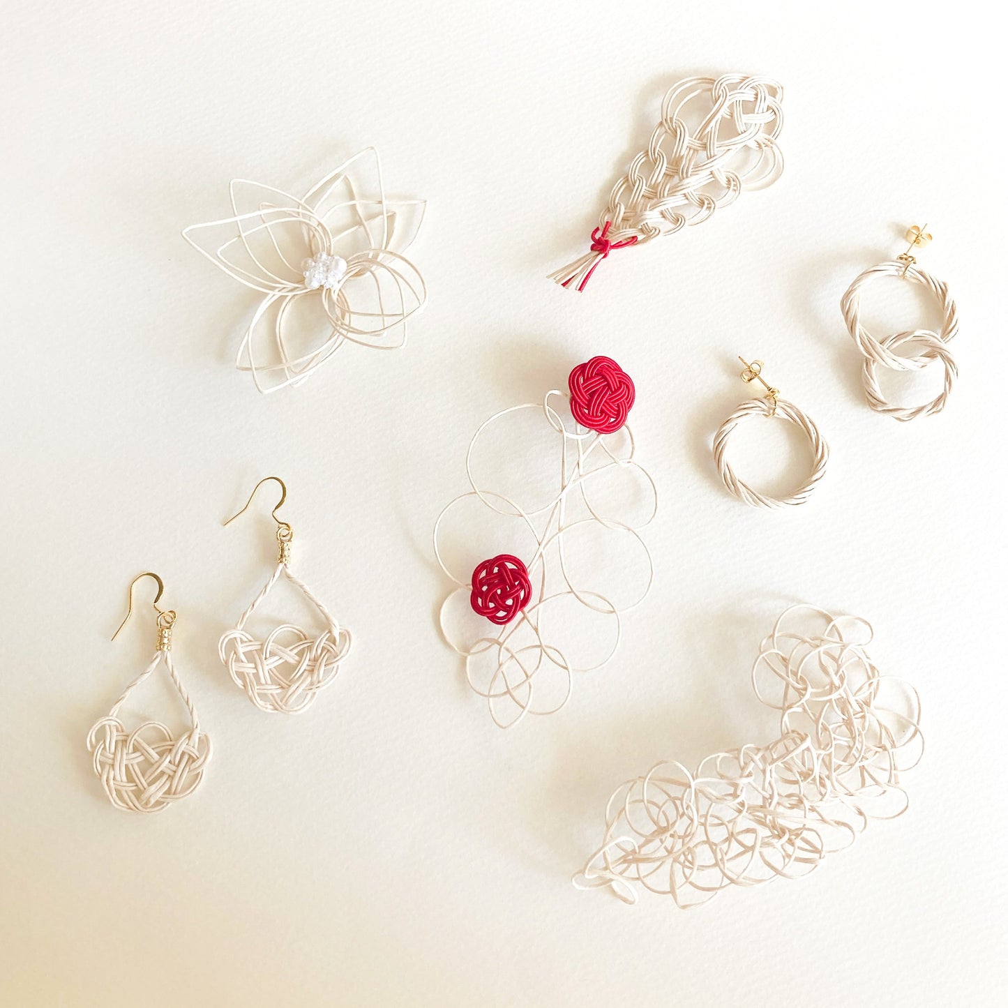 アップサイクル水引(松結びのブランコピアス/イヤリング)