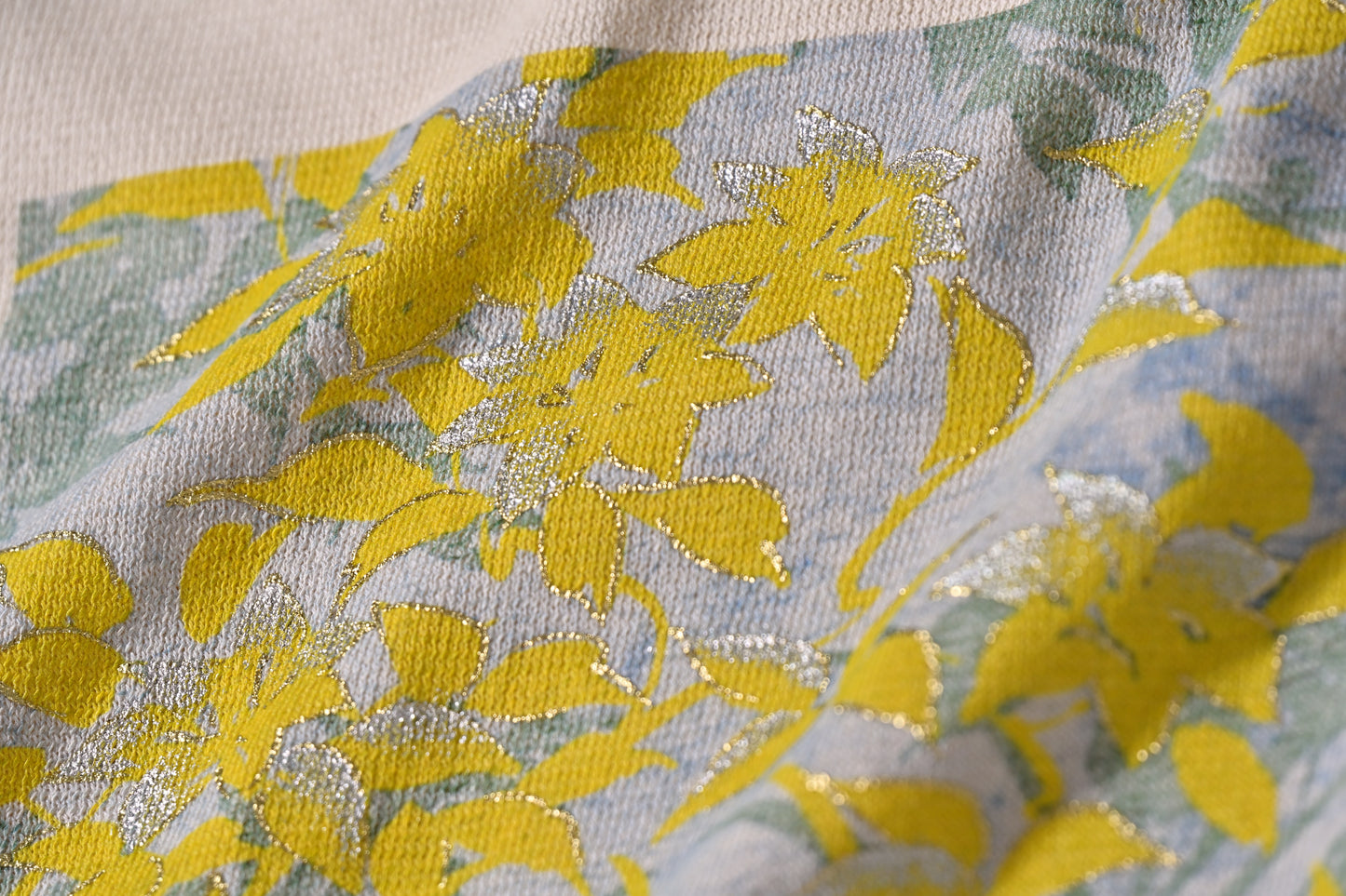 T-shirt couleur or upcyclé Kyoto Yuzen ( -Rinpa Soka-)
