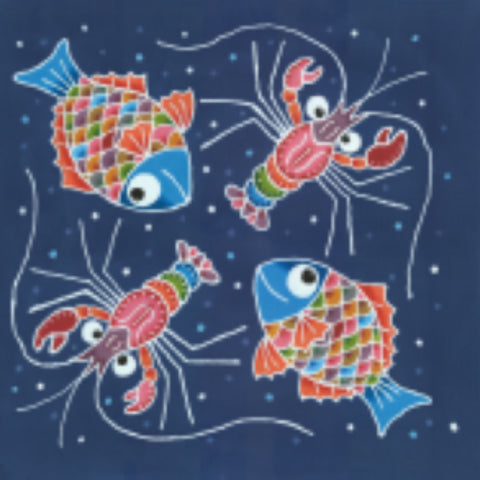 琉球紅型風呂敷/ハンカチ (Happy)