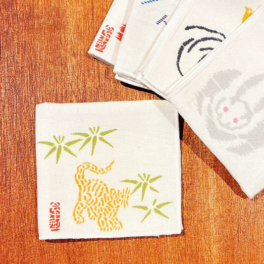 竹に虎（会津型ハンカチ）